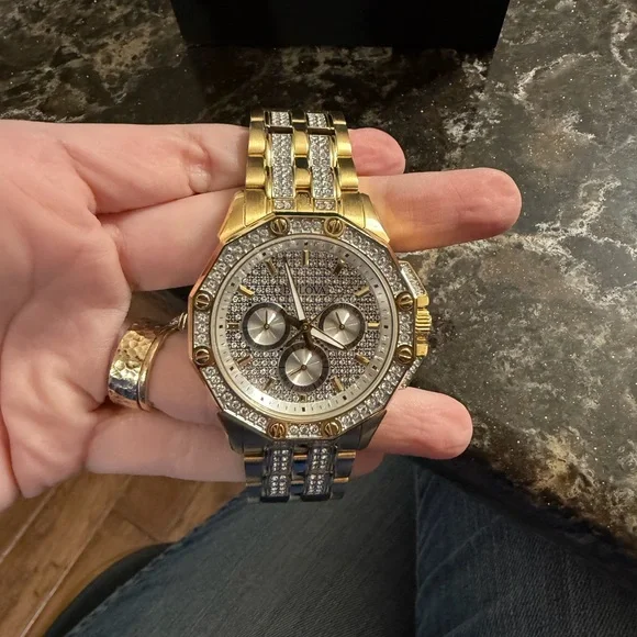 Bulova Gold Tone Crystal Men's Chronograph Watch - Picture 7 of 11